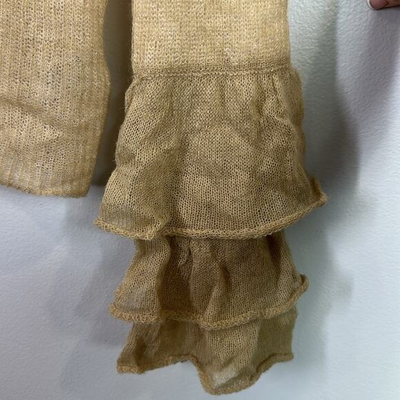 Zara alpaca wool blend ruffle sleeve lightweight knit sweater size medium - Picture 5 of 8